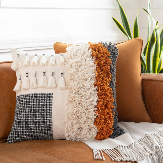 Pelusa Pillow - 31909 by Surya in camel, cream. Made from 100% cotton in a eclectic & global style.