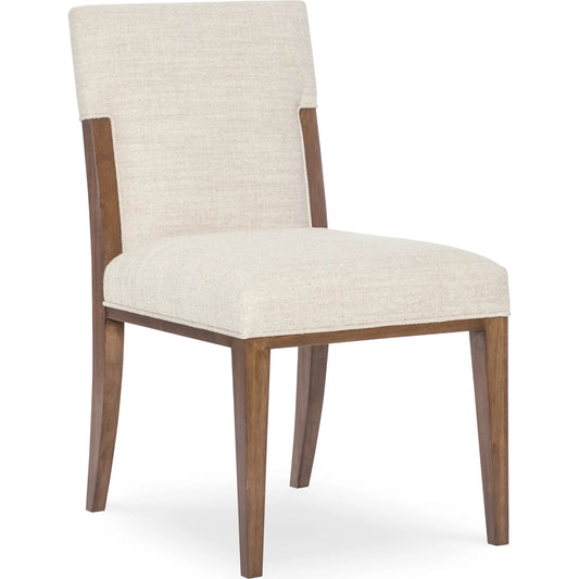 Eleana Dining Chair by Hooker Furniture in beige and light caramel, quartered walnut veneers. Made from wood, fabric in a transitional style.