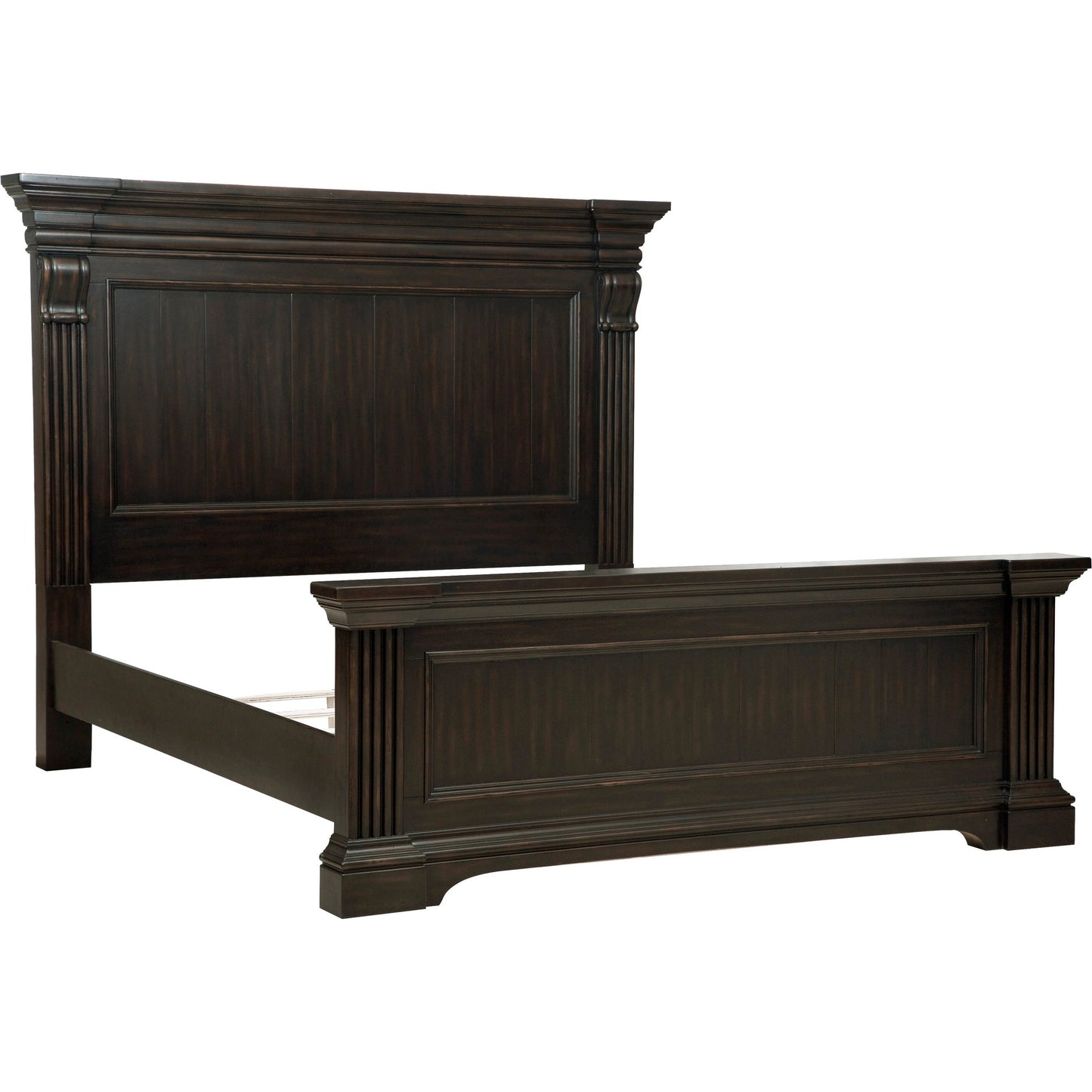 003 SI-2155446,SI-2155447,SI-2155448 | Additional Silo | Caldwell Bed by Pulaski Furniture in deep brown. Made from acacia veneers, asian hardwood in a traditional style.