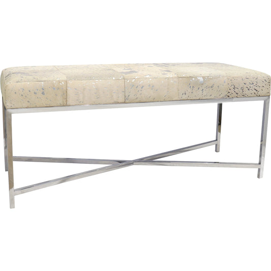 001 SI-2534700 | Primary Silo | Safari Steel & Cowhide Bench - PGN-1304 by Pasargad Home in silver. Made from steel, cowhide in a unique style.