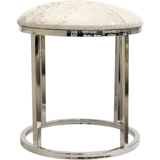 001 SI-2534706 | Primary Silo | Safari Steel & Cowhide Stool - PGN-1316 by Pasargad Home in silver. Made from steel, cowhide in a unique style.