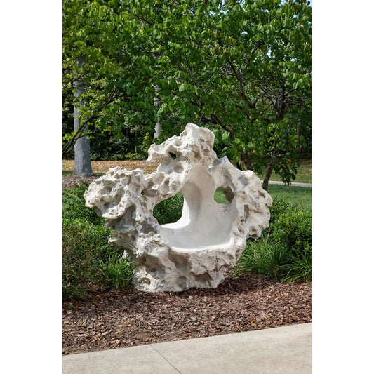 Colossal Cast Stone Sculpture with Seat by Phillips Collection in natural and roman stone. Made from resin composite in a coastal style.