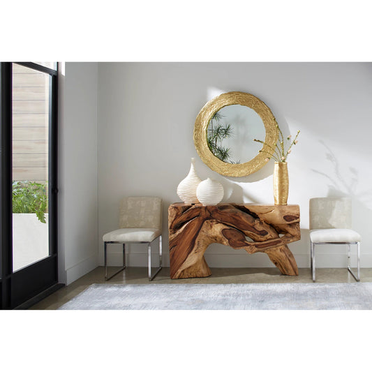 Molten Mirror by Phillips Collection in gold and gold leaf. Made from resin in a eclectic & global style.