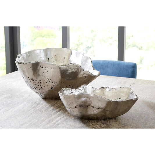 Cast Onyx Bowl, Silver Leaf by Phillips Collection in silver leaf. Made from unique in a rustic style.