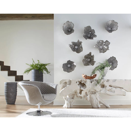 Perforated Splash Bowl Wall Art by Phillips Collection in silver and silver leaf. Made from resin in a modern style.