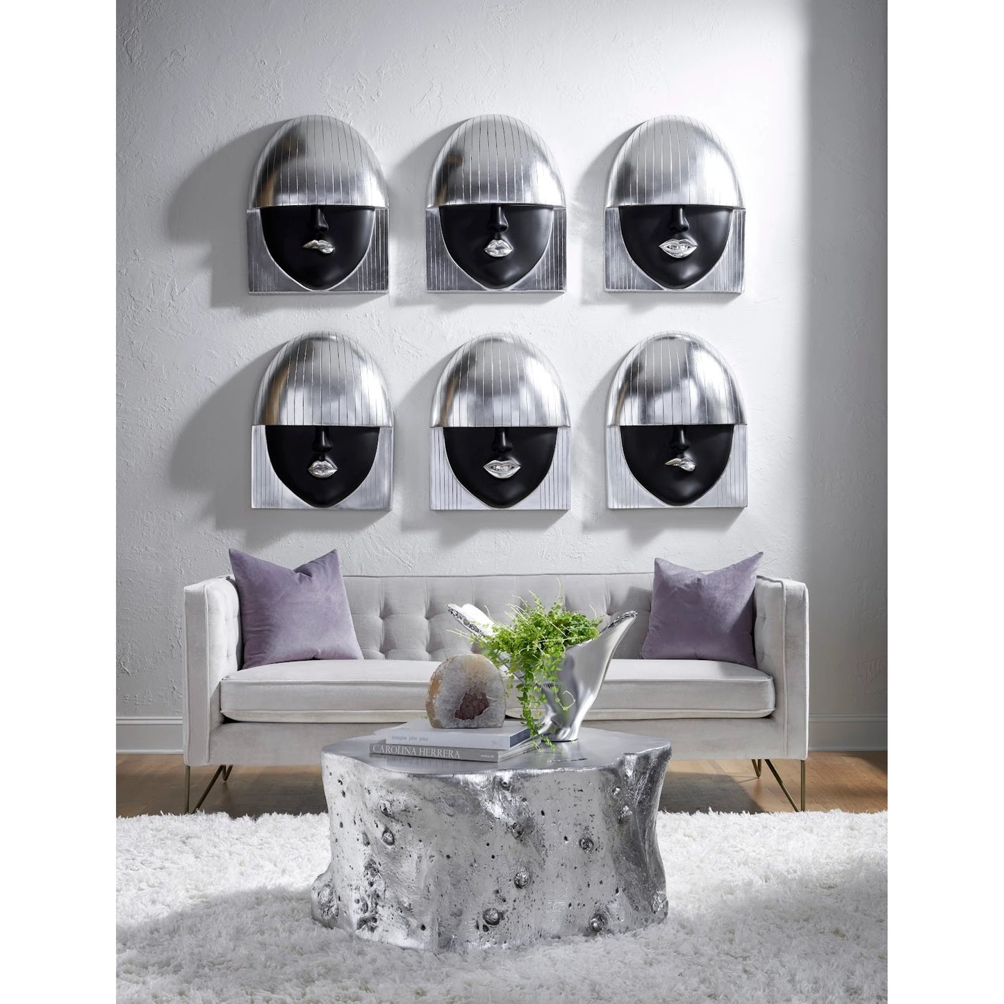 004 SI-1944835 | Lifestyle | Fashion Faces Large Kiss Black and Silver Wall Art by Phillips Collection in black, silver and silver leaf. Made from resin in a modern style.