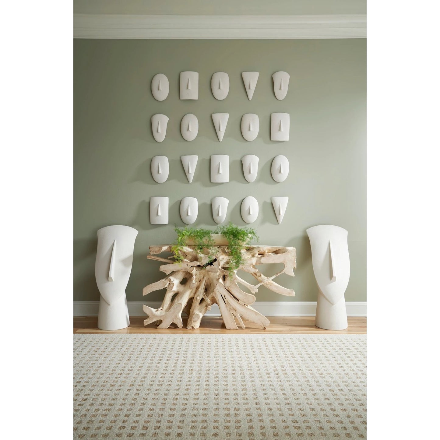 004 SI-2065453 | Lifestyle | Geometric Cycladic Wall Art (Set of 5) by Phillips Collection in white and white stone. Made from resin in a modern style.
