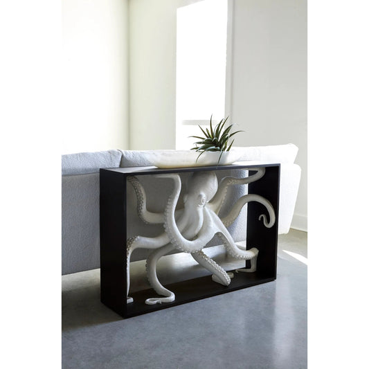 Octo Framed Console Table Wood Frame by Phillips Collection in white, black. Made from resin wood in a coastal style.