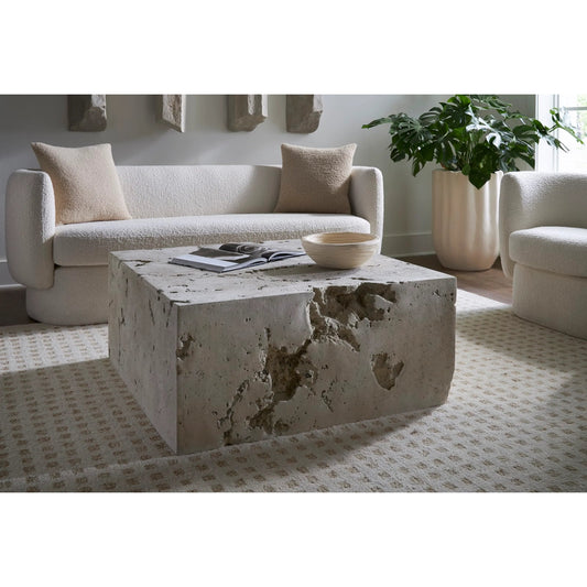 Formation Square Coffee Table by Phillips Collection in roman stone. Made from resin composite in a modern style.