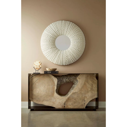 Sea Urchin Mirror by Phillips Collection in off white. Made from resin in a modern style.