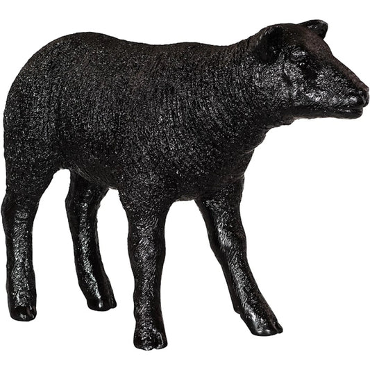 Texelaar Sheep Lamb by Phillips Collection in black and gel coat. Made from resin in a cottage & farmhouse style.