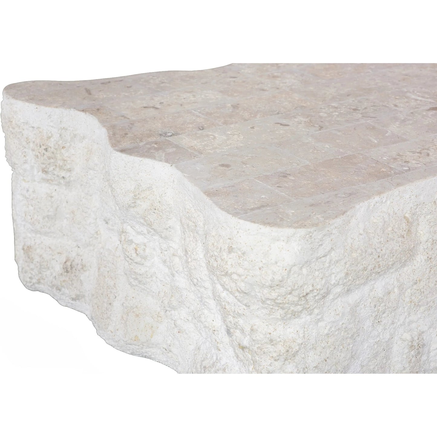 003 SI-2452525 | Additional Silo | Mactan Coffee Table by Phillips Collection in beige, gray, off white, white and natural. Made from stone in a unique style.