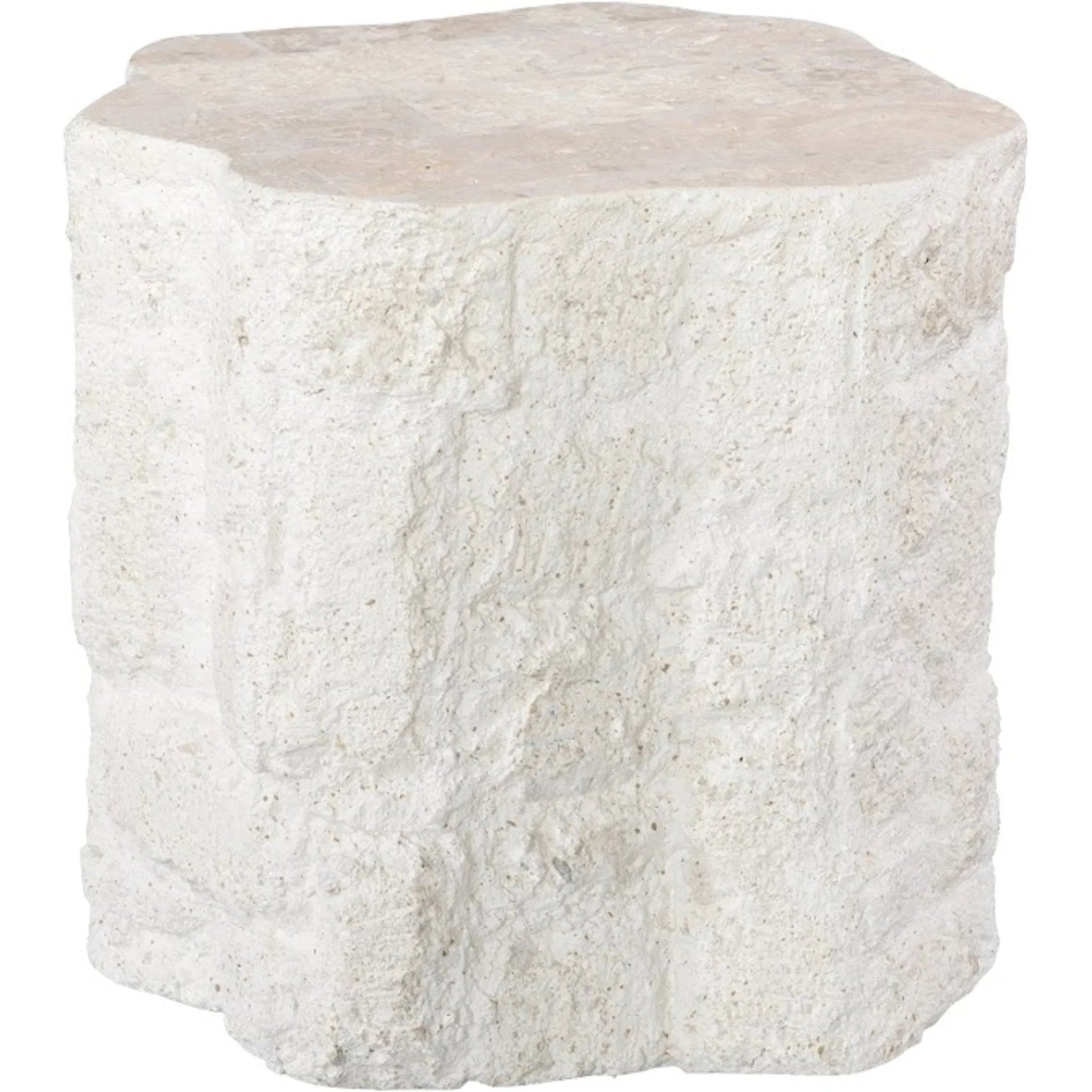 001 SI-2452526 | Primary Silo | Mactan Side Table by Phillips Collection in beige, gray, off white, white and natural. Made from stone in a unique style.