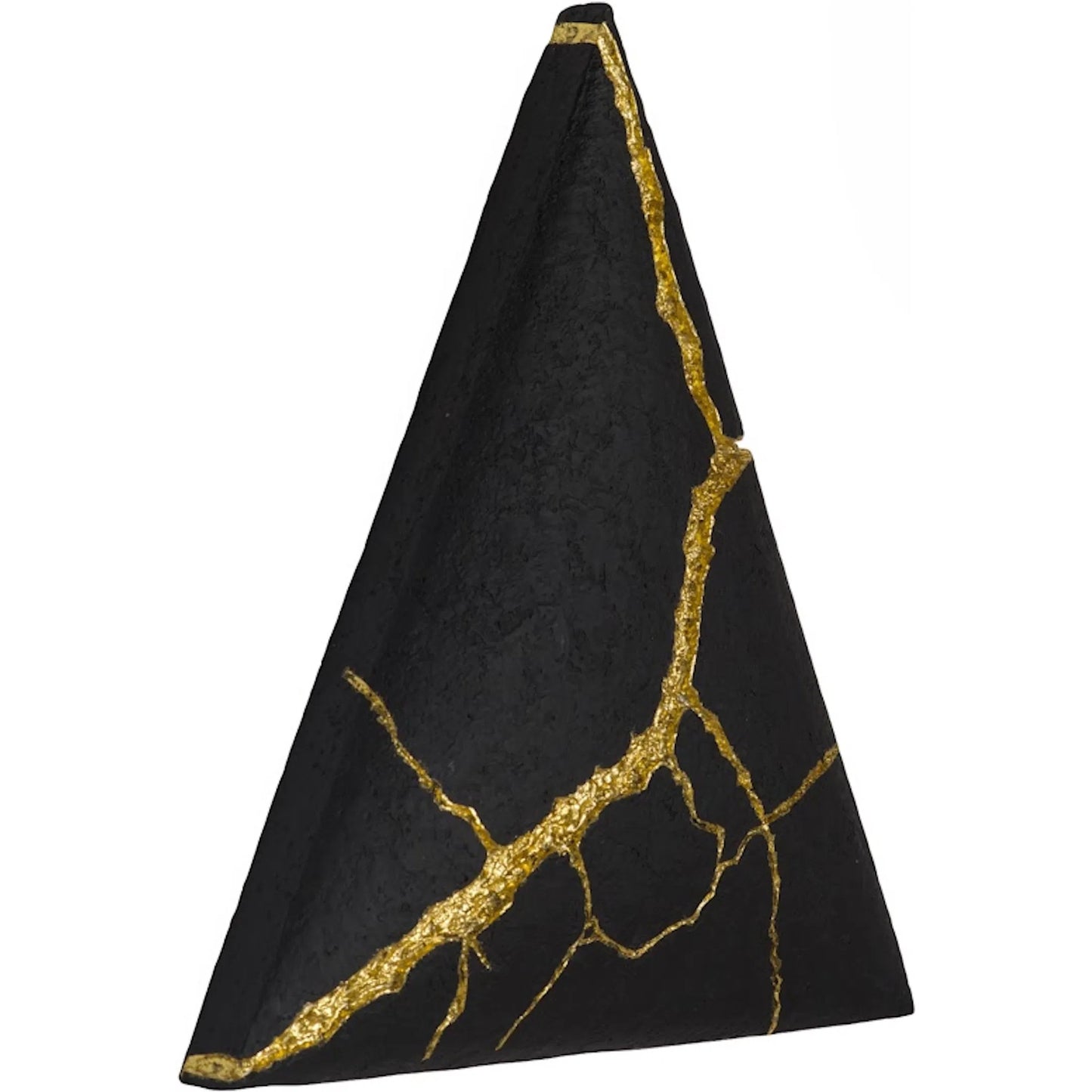 002 SI-2452534 | Additional Silo | Rift Wall Tile Triangle by Phillips Collection in black, gold and gold leaf, matte lacquer. Made from resin in a unique style.