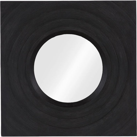 Void Mirror by Phillips Collection in black and black stone. Made from resin in a modern style.