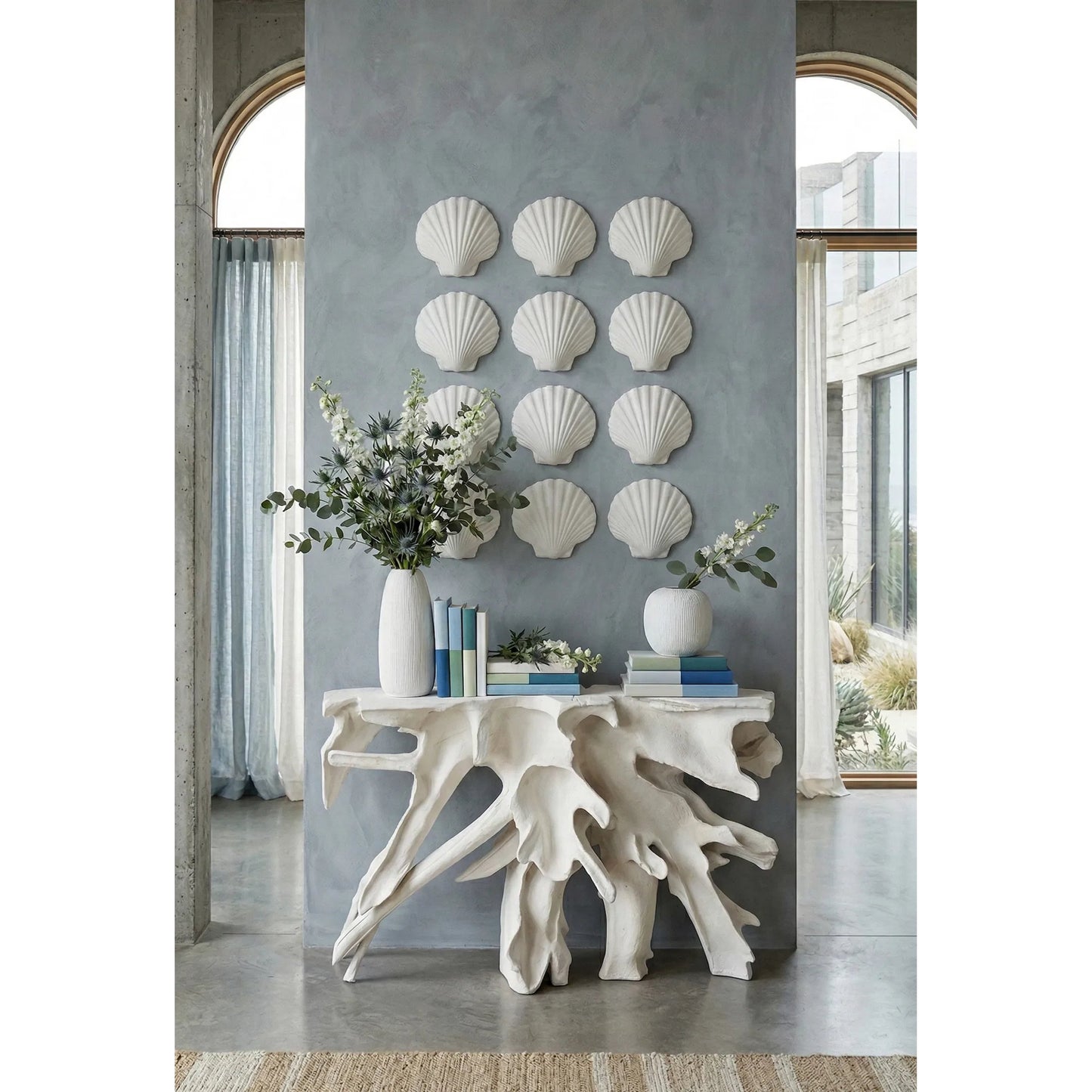 007 SI-2623797 | Lifestyle | Sea Shell Wall Art by Phillips Collection in off white and white stone. Made from resin, stone composite in a unique style.