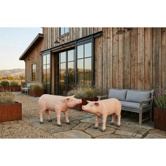 Pig Sculpture C by Phillips Collection in brown, pink and gel coat. Made from resin in a unique style.