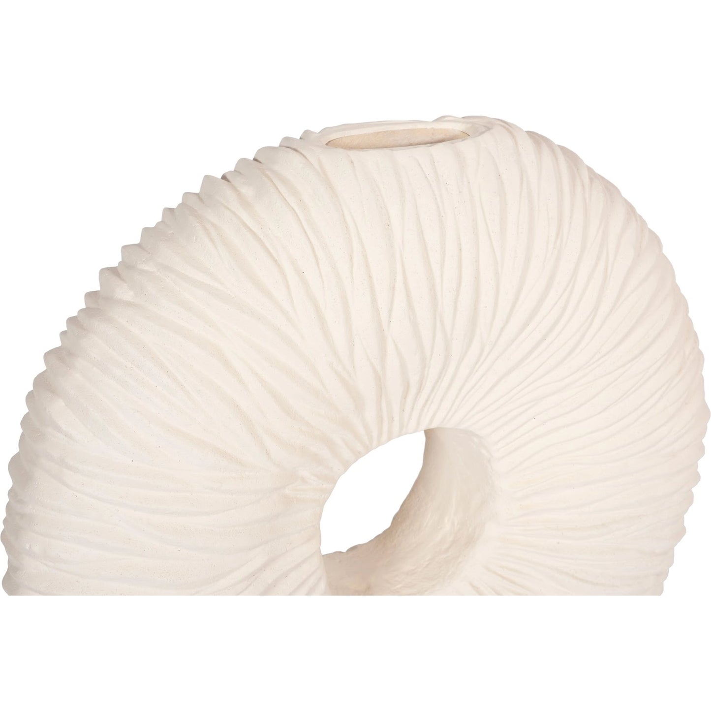 007 SR-821084 | Closeup | Waves Circle Vase by Phillips Collection in off white and stone cast. Made from resin composite in a eclectic & global style.