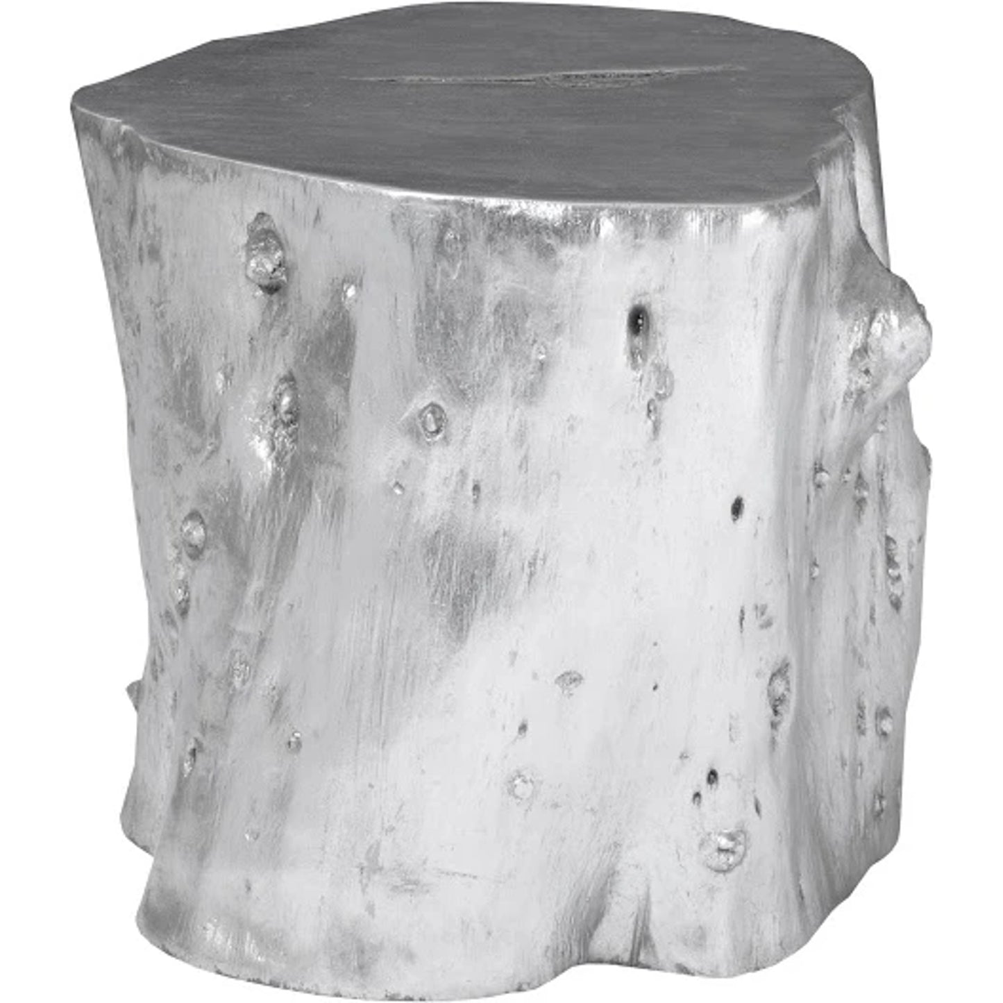 011 SI-1790235 | Additional Silo | Log Silver Stool by Phillips Collection in silver and silver leaf. Made from resin in a eclectic & global style.