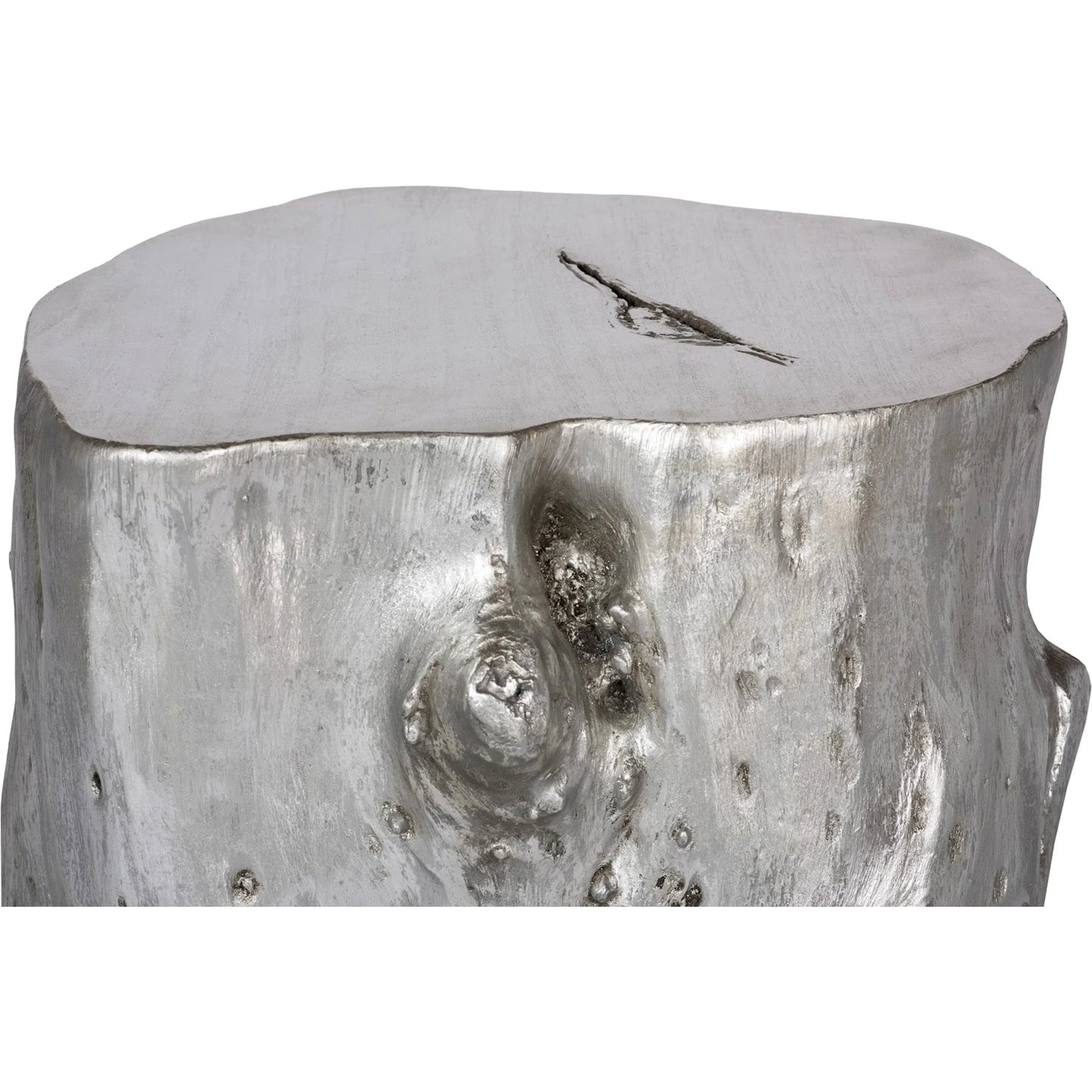 017 SI-1790235 | Additional Silo | Log Silver Stool by Phillips Collection in silver and silver leaf. Made from resin in a eclectic & global style.