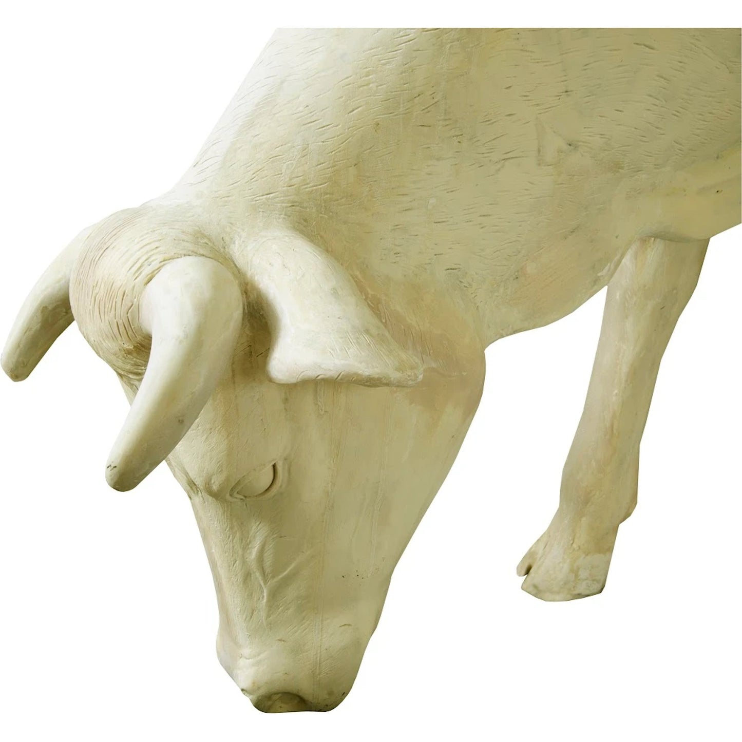 002 SR-939527 | Closeup | Life Size Cow by Phillips Collection in off white. Made from resin in a cottage & farmhouse style.