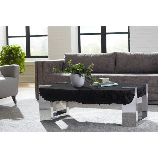 Negotiation Coffee Table by Phillips Collection in brown and dark brown. Made from metal in a modern style.