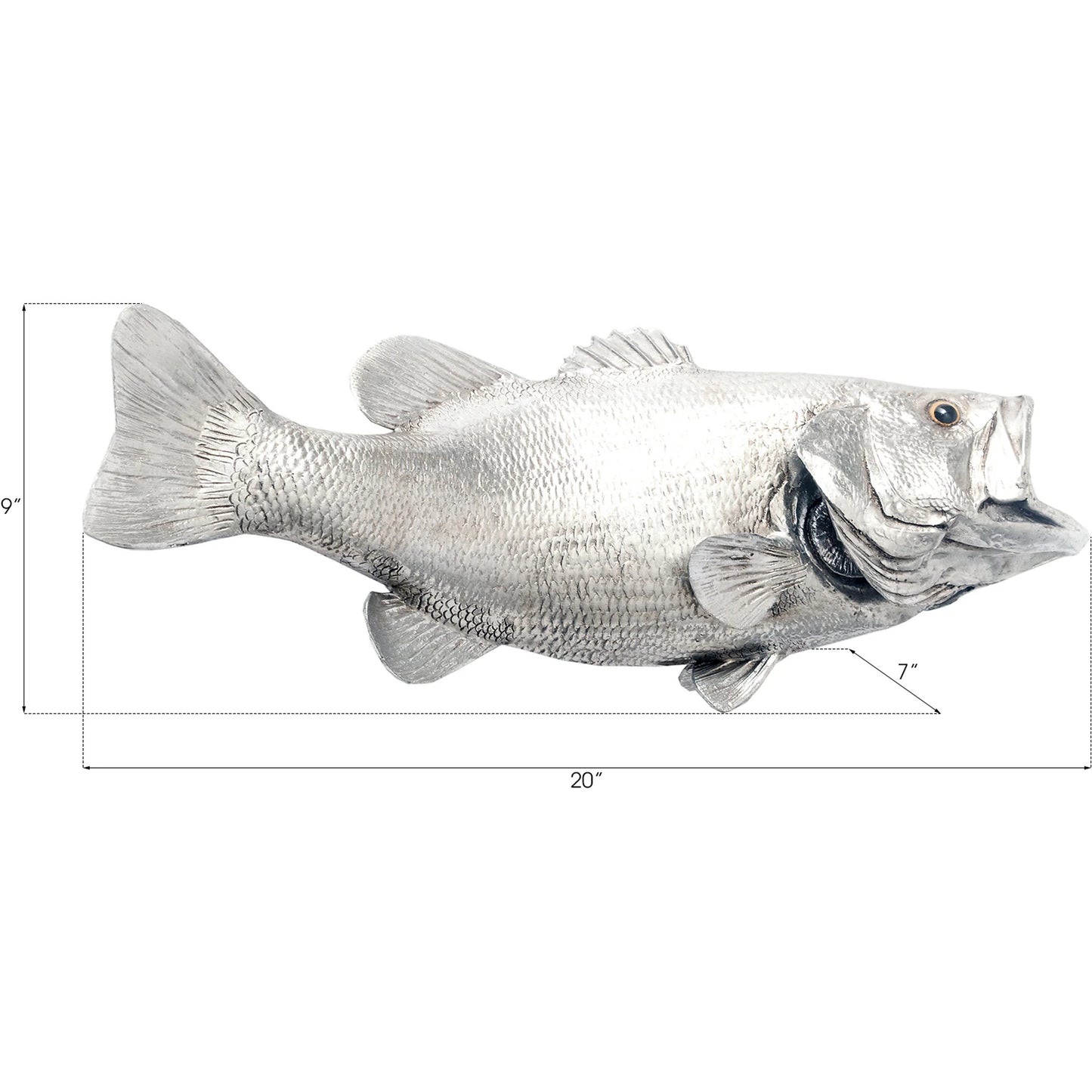 002 SR-820578 | Additional Silo | Largemouth Bass Fish by Phillips Collection in silver and silver leaf. Made from resin in a coastal style.