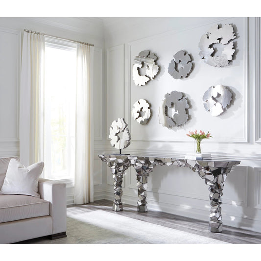 Radica Trizole Console by Phillips Collection in silver. Made from metal in a eclectic & global style.