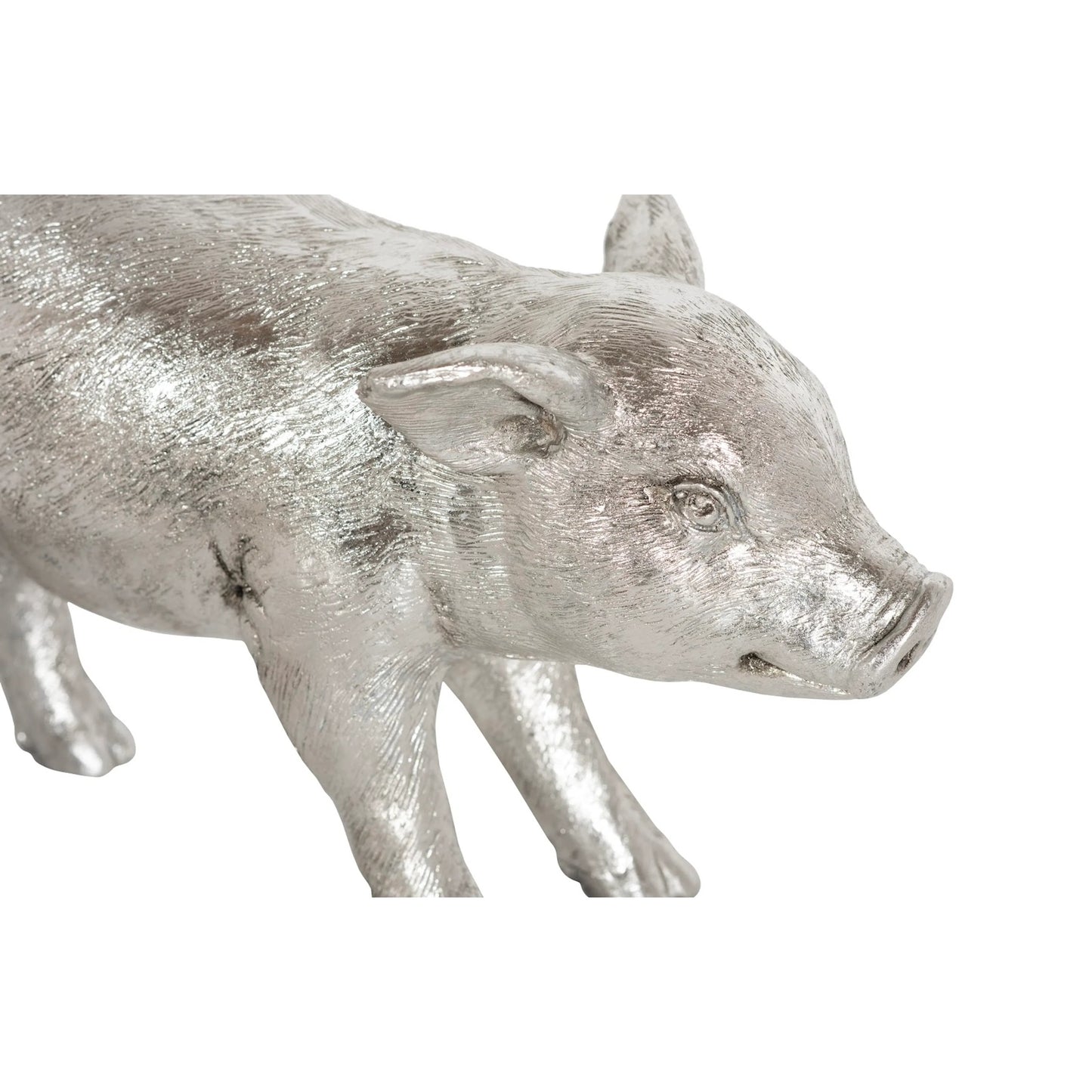 003 SR-939645 | Closeup | Standing Piglet by Phillips Collection in silver and silver leaf. Made from resin in a rustic style.
