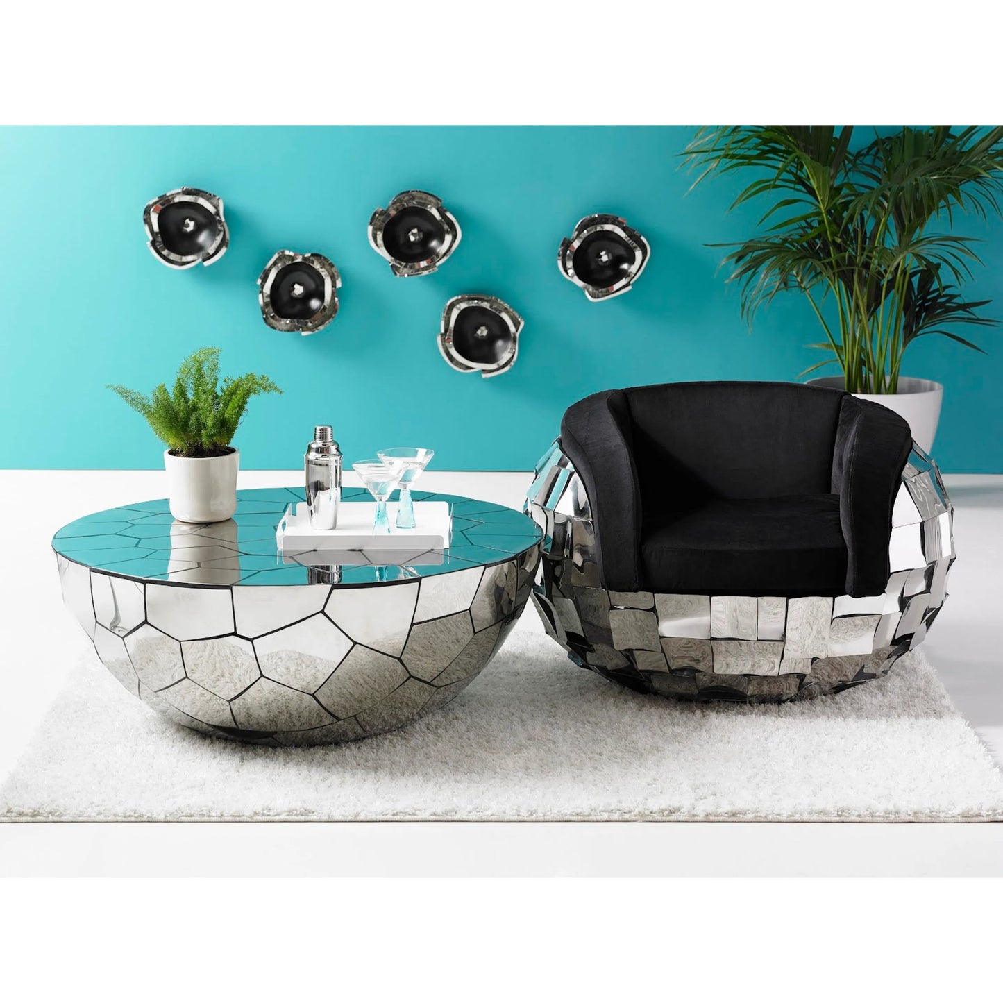 011 SR-820288 | Lifestyle | Crazy Cut Coffee Table by Phillips Collection. Made from metal in a modern style.