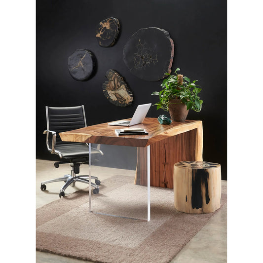 Cast Petrified Beige Round Wood Stool, Resin by Phillips Collection in beige, brown and beige round. Made from resin in a eclectic & global style.