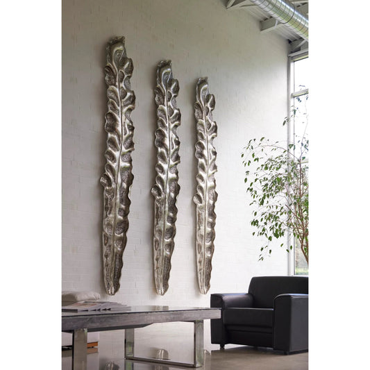 Petiole Colossal Silver Wall Leaf, Version B by Phillips Collection in silver and silver leaf. Made from resin in a modern style.
