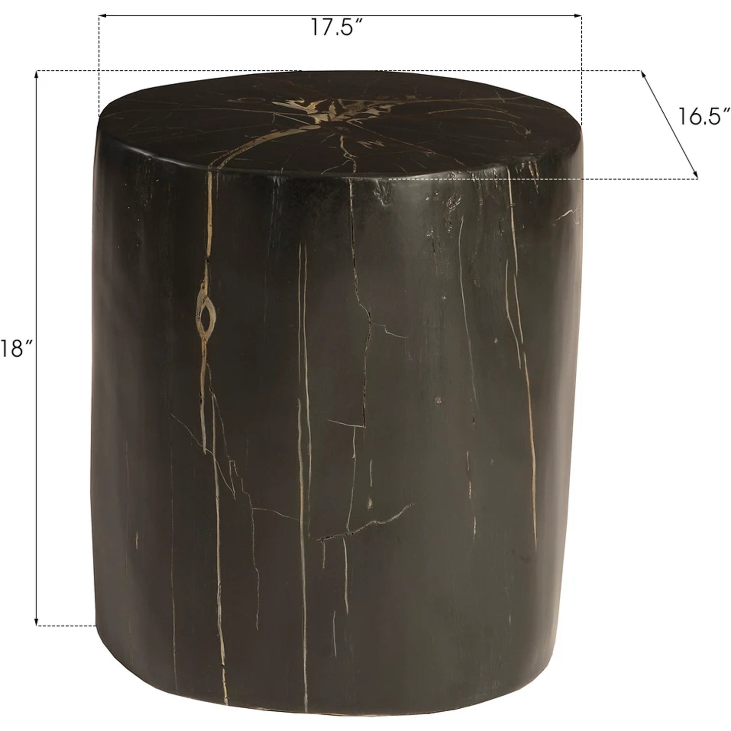 004 SR-820181 | Additional Silo | Cast Petrified Black Round Wood Stool, Resin by Phillips Collection in black, gold and black round. Made from resin in a eclectic & global style.