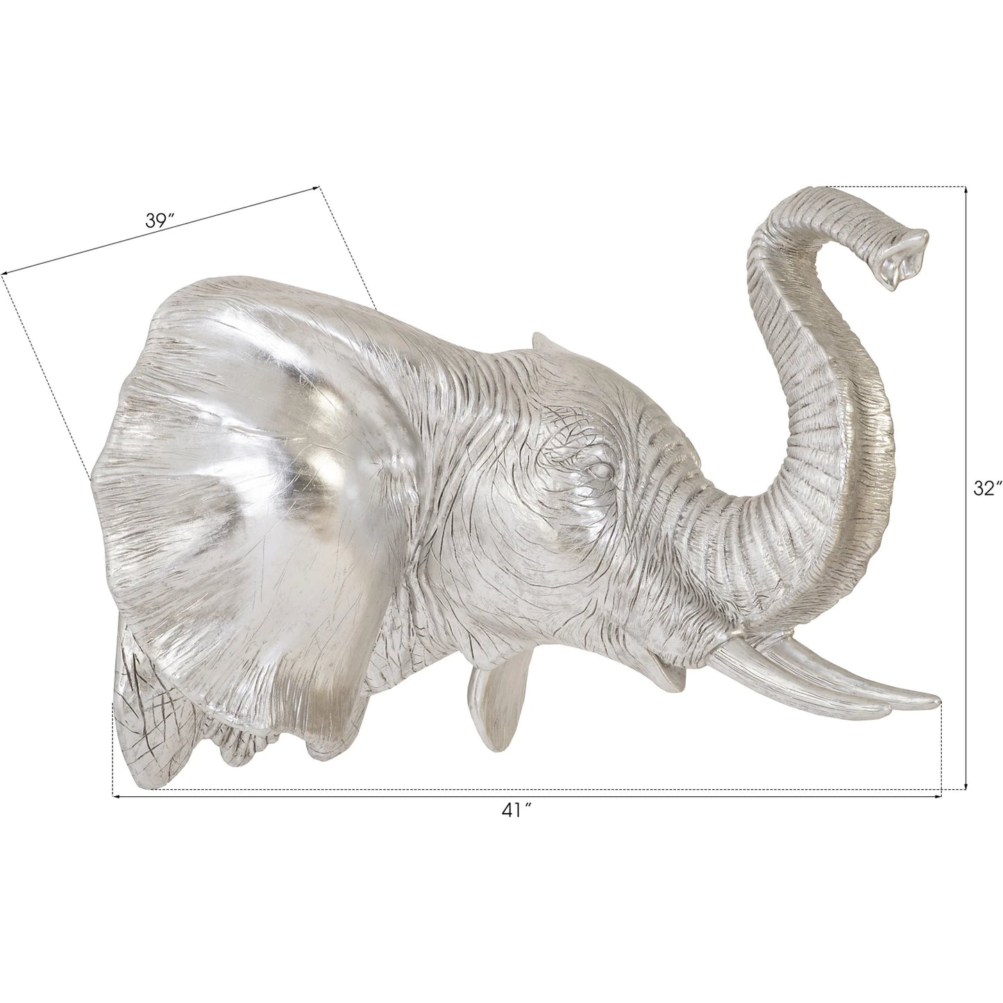 005 SR-820345 | Additional Silo | Elephant Wall Art by Phillips Collection in silver and silver leaf. Made from resin in a eclectic & global style.