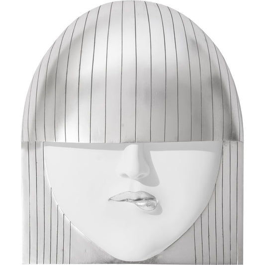Fashion Faces Large Pout White and Silver Wall Art by Phillips Collection in silver, white and silver leaf. Made from resin in a modern style.