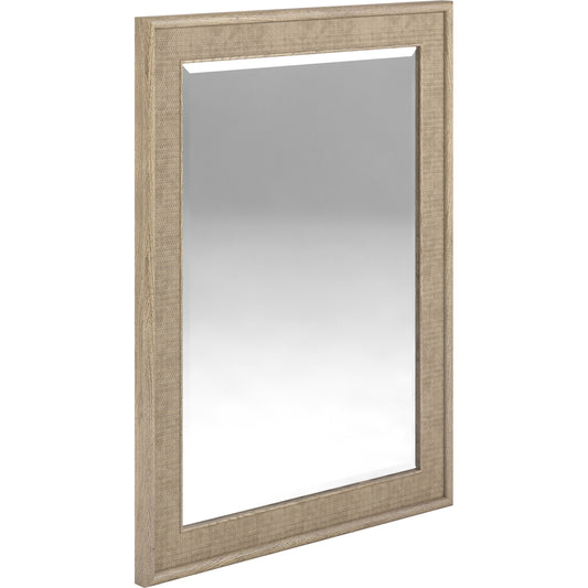 Finn Mirror by A.R.T. Furniture in tawny. Made from parawood solids, raffia, glass in a modern style.