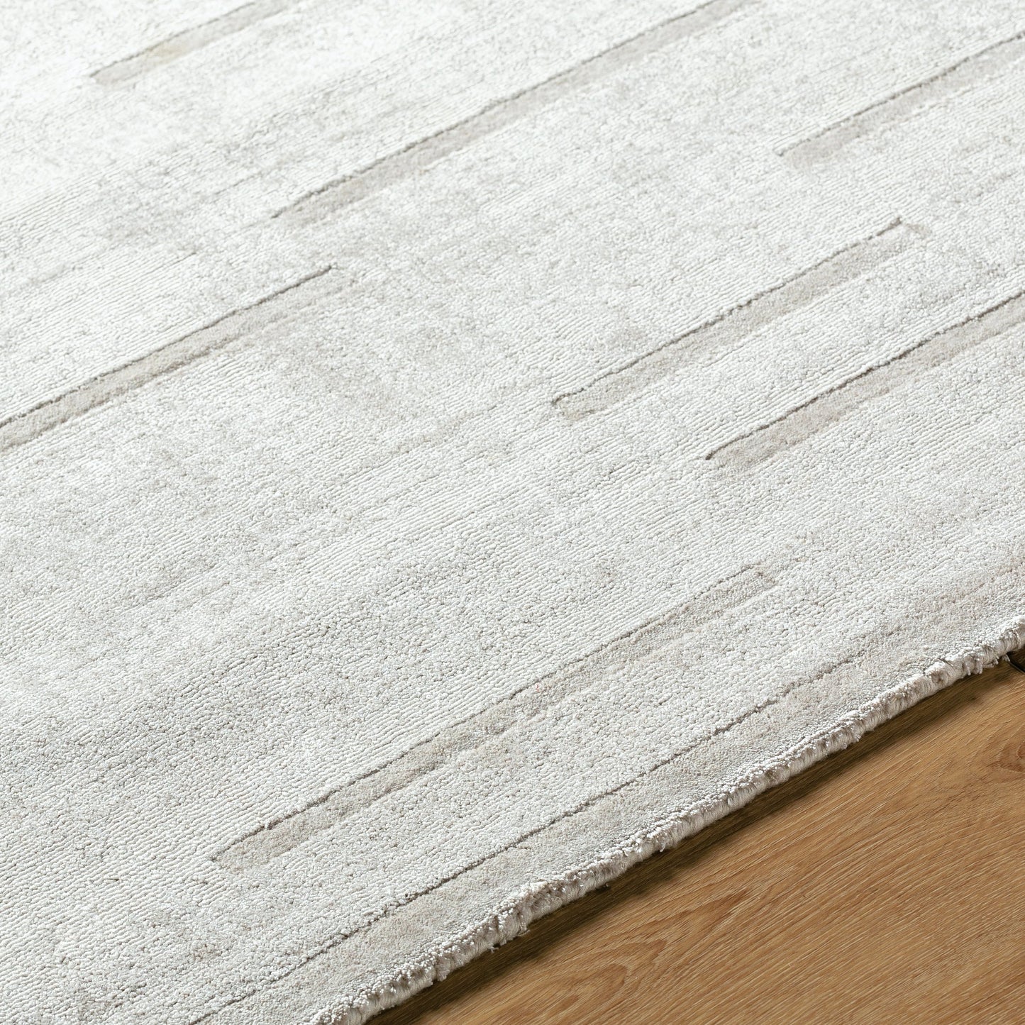 004 SI-2163262,SI-2163263,SI-2163264,SI-2163265,SI-2163266,SI-2163267 | Closeup | Pier Rug - 484746 by Surya in ivory, silver, light gray. Made from viscose in a unique style.