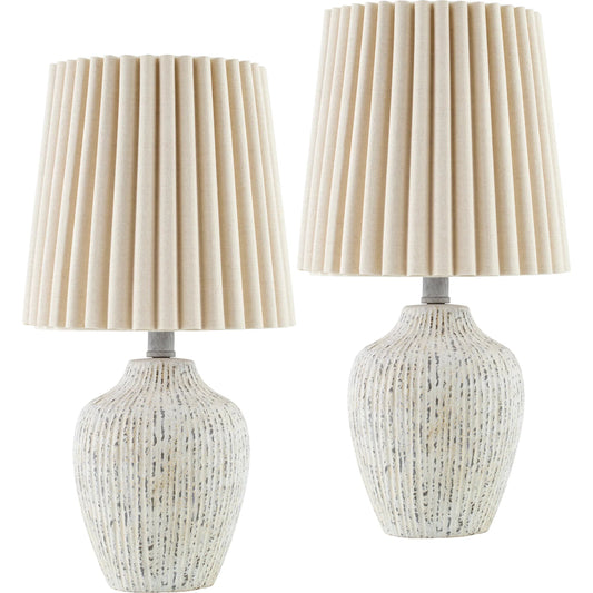 Pines Accent Table Lamp (Set of 2) by Livabliss in painted. Made from ceramic, linen, polyester in a transitional style.