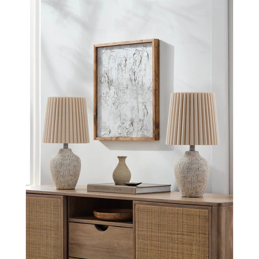 Pines Accent Table Lamp (Set of 2) by Livabliss in painted. Made from ceramic, linen, polyester in a transitional style.