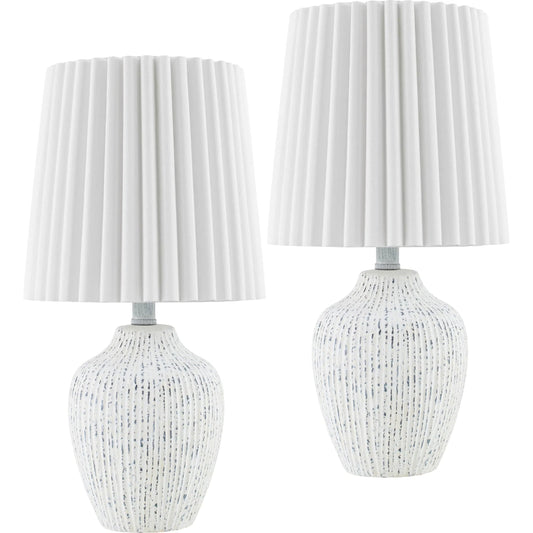 Pines Accent Table Lamp (Set of 2) by Livabliss in painted. Made from ceramic, linen, polyester in a transitional style.