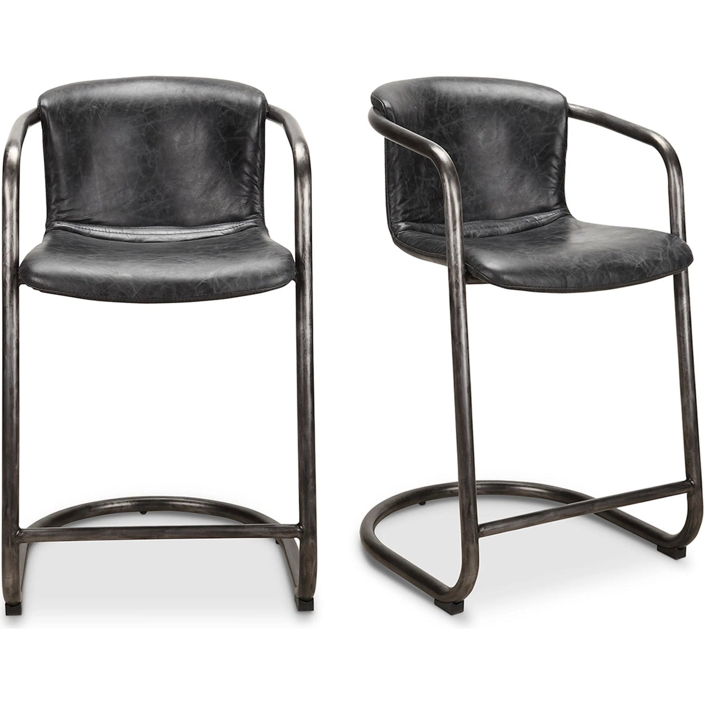 017 S-699900 | Additional Silo | Freeman Counter Stool (Set of 2) by Moe's Home Collection. Made from top grain leather, iron frame in a modern style.