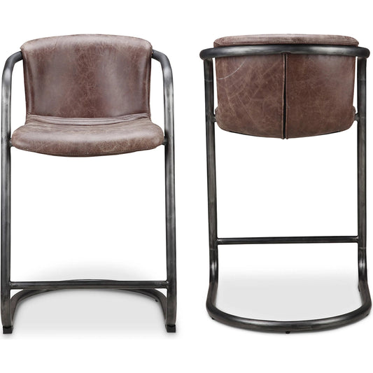 014 S-699901 | Primary Silo | Freeman Counter Stool (Set of 2) by Moe's Home Collection. Made from top grain leather, iron frame in a modern style.