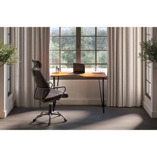Executive Office Chair by Moe's Home Collection in cappuccino. Made from upholstery: top-grain leather, iron base, foam in a modern style.