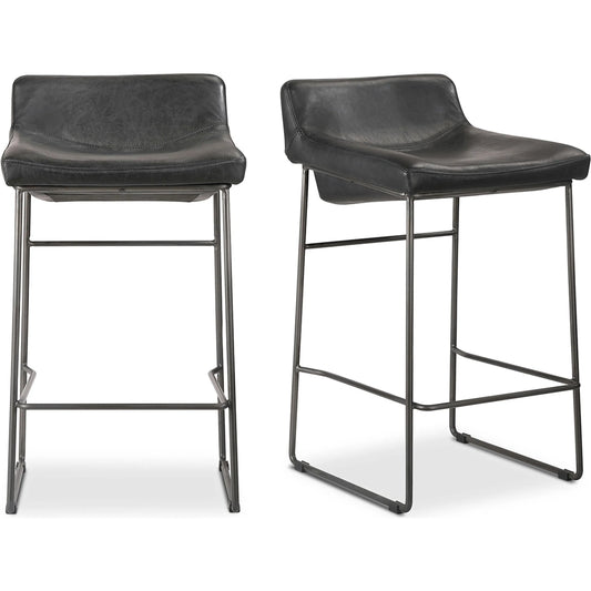 009 SI-1771856 | Primary Silo | Starlet Counter Stool Onyx Leather (Set of 2) by Moe's Home Collection in black. Made from top grain leather, iron, foam, bentwood in a transitional style.