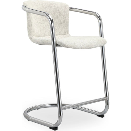 001 SI-2253754 | Primary Silo | Freeman Chrome Frame Counter Stool Blended (Set of 2) by Moe's Home Collection in blended cream. Made from upholstery: 100% polyester fibre, chrome iron frame, plywood, foam cushioning in a modern style.