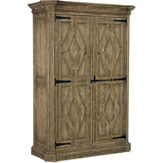 La Grange Mt. Maria Wardrobe by Hooker Furniture in barn wood. Made from pecky hickory veneer, mirror in a traditional style.
