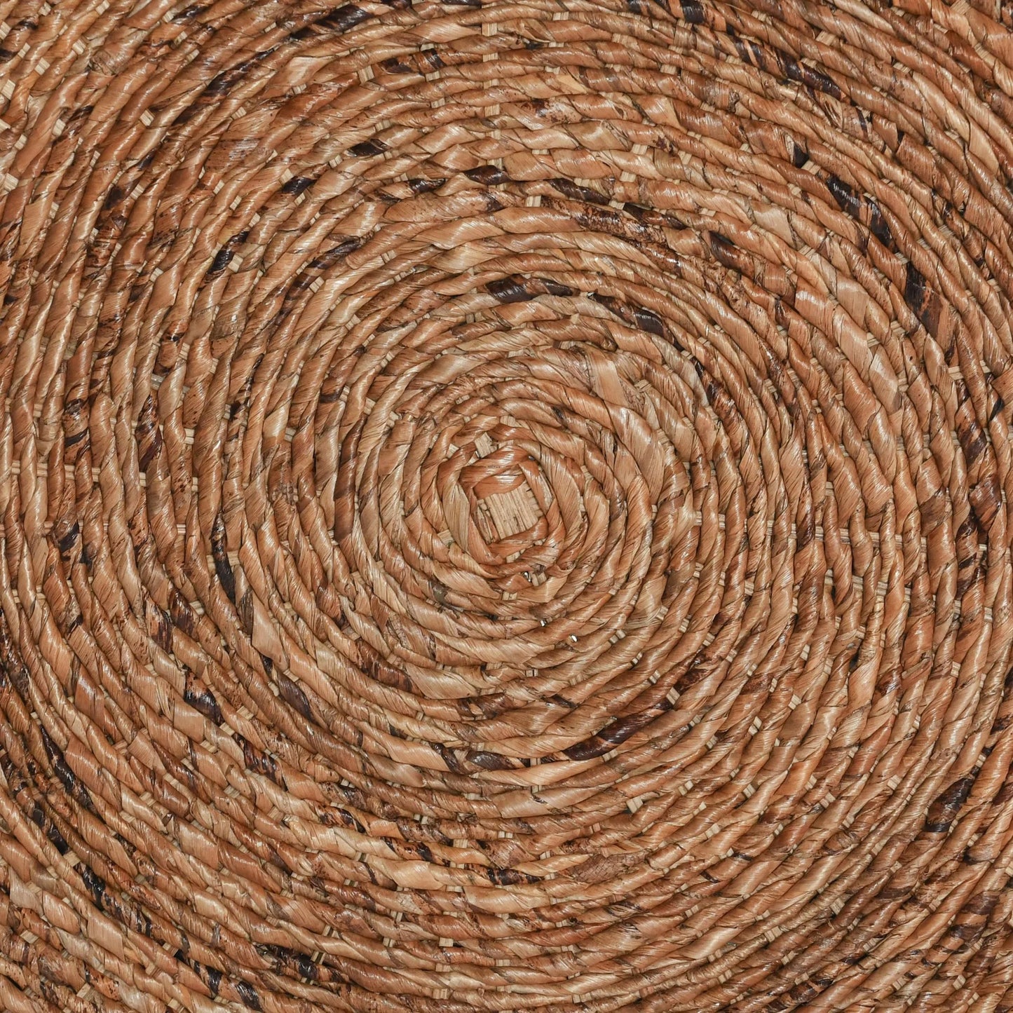 003 SR-897711 | Closeup | Ira Round Rattan Coffee Table by Kosas Home. Made from rattan abaca in a coastal style.