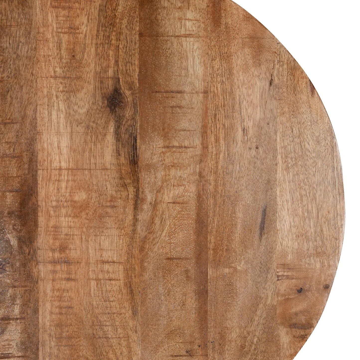 005 SR-897679 | Closeup | Chester End Table by Kosas Home in chestnut brown top, black finish base. Made from mango wood top, iron base in a modern style.