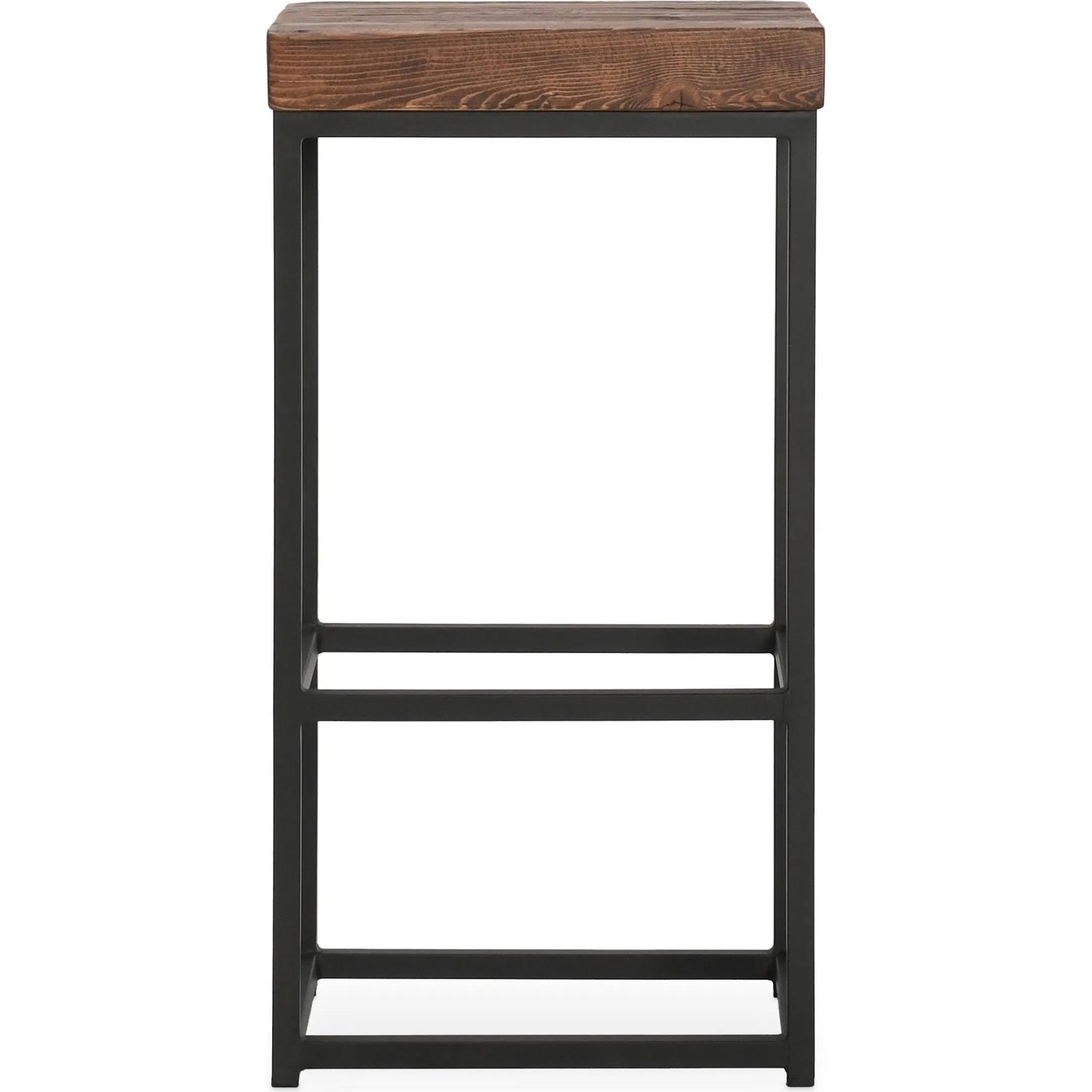 003 SR-897780 | Additional Silo | Porter Barstool by Kosas Home in rustic mahogany. Made from reclaimed pine top, iron legs in a modern style.