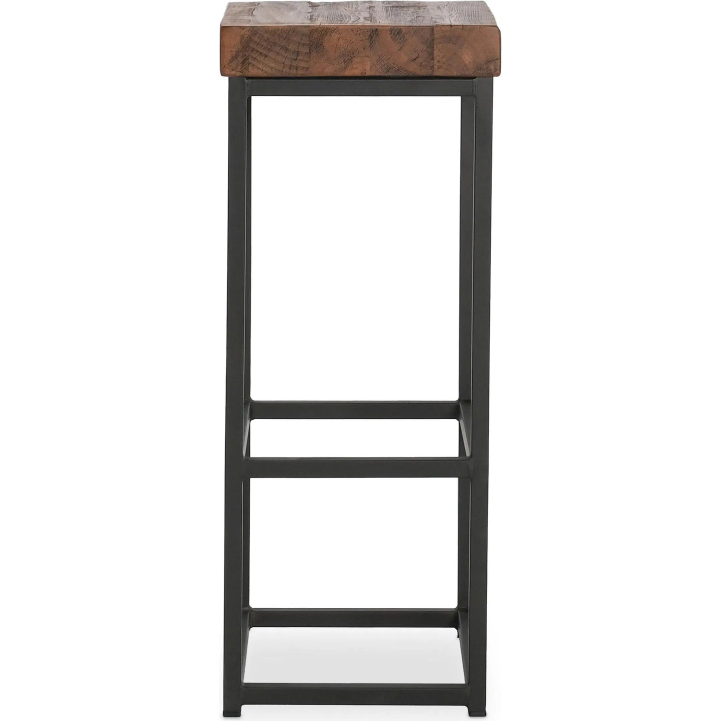 002 SR-897780 | Additional Silo | Porter Barstool by Kosas Home in rustic mahogany. Made from reclaimed pine top, iron legs in a modern style.